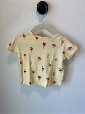 Emile et ida- Yellow Fruit-Print Short Sleeve Top